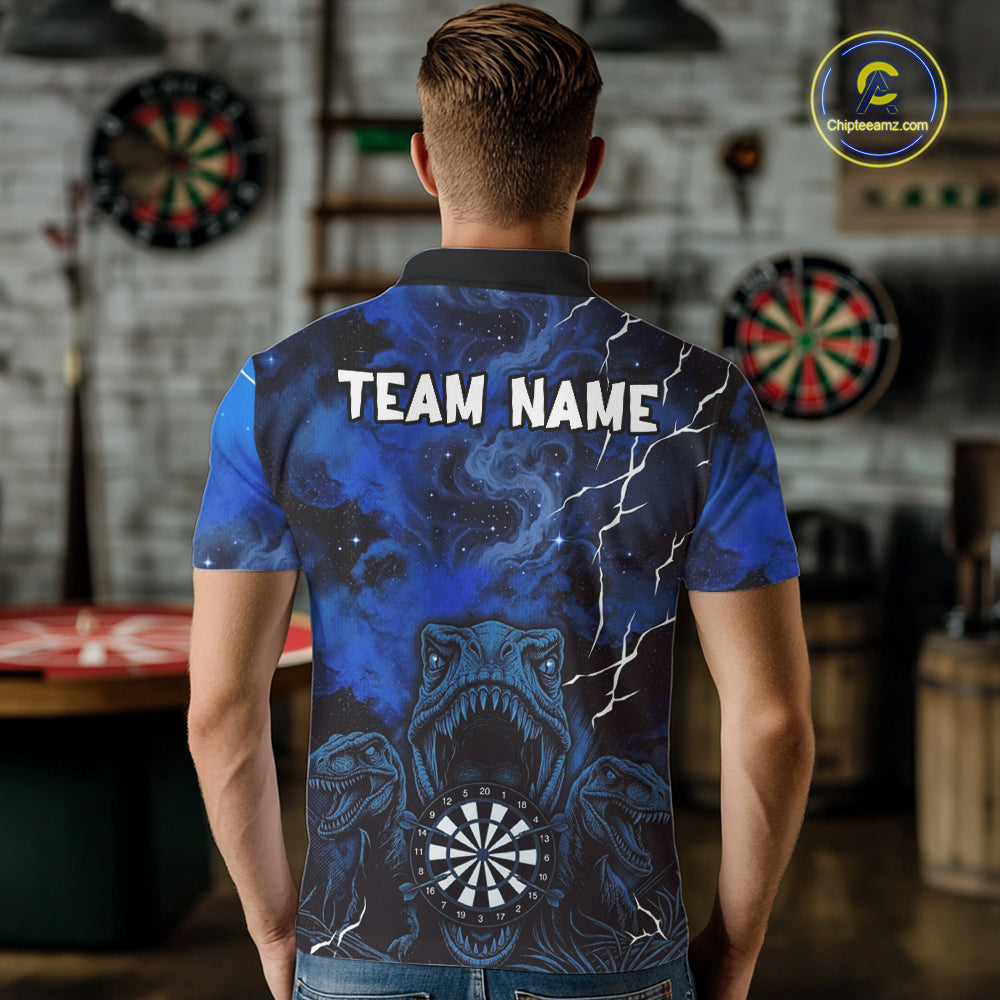 Personalized Blue Smoking Funny Dinosaurs Mens Darts Shirt Custom Grunge Outfits Dart Jerseys NYN3204