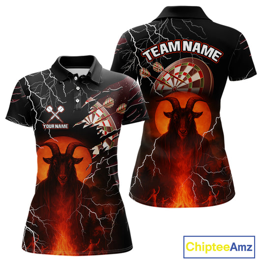 Flaming Goat Lightning Dartboard Women's Darts Team Shirt - Custom Name For Players NYN0509