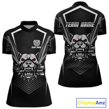 Load image into Gallery viewer, Black Bulldog Holding Arrows Womnen's Team Shirt - Custom Name For Darts Jersey NYN0512
