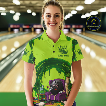 Smoking Funny Ball & Pins Bowling Shirt For Women Personalized Bowling Team Tournament Jersey NYN3749