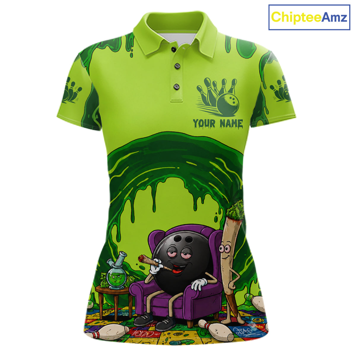 Smoking Funny Ball & Pins Bowling Shirt For Women Personalized Bowling Team Tournament Jersey NYN3749