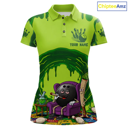 Smoking Funny Ball & Pins Bowling Shirt For Women Personalized Bowling Team Tournament Jersey NYN3749