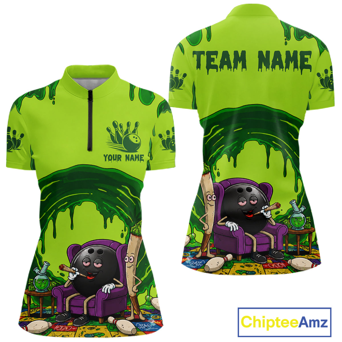 Smoking Funny Ball & Pins Bowling Shirt For Women Personalized Bowling Team Tournament Jersey NYN3749