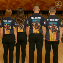 Load image into Gallery viewer, Funny Rooster Black &amp; Red Bowling Polo Quarter-Zip Shirt For Women Custom Bowling Team Jersey NYN3750