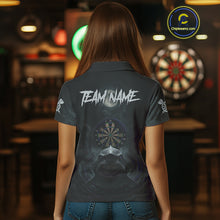Load image into Gallery viewer, Black And Blue Gothic Shark Dartboard Custom Women Darts Polo Shirt Shark Dart Jerseys NYN1922