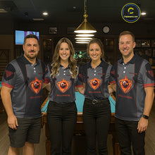 Load image into Gallery viewer, Fire Flame 8 Ball Pool Polo &amp; 1/4-Zip Team Shirt For Women Custom Billiards Ball Apparel|Red NYN2456