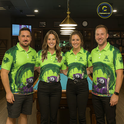 Green Dripping Funny Smoking 8 Ball Billiard Pool Shirt For Men Custom Billiard Team Jerseys NYN3047