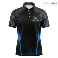 Load image into Gallery viewer, Camo 8 Ball Pool Billiard Polo &amp; 1/4-Zip Shirt For Men Custom Blue And Black Billiard Team Attire NYN3049