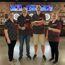 Load image into Gallery viewer, Red Grunge Splatter Men Dart Shirt Personalized Dartboard &amp; Arrow Pattern Dart Team Attire NYN3215