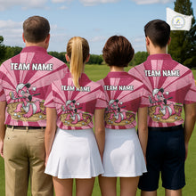 Load image into Gallery viewer, Golf team wearing matching flamingo golf polos during club championship, personalized golf uniforms for tournaments, charity golf events and corporate golf outings.