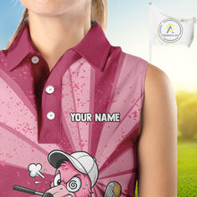 Load image into Gallery viewer, Womens Funny Flamingo Golf Shirts Grunge Pink Golf Clothing Custom Golf Sleeveless Polo, Golf Upf Shirts NYN3764