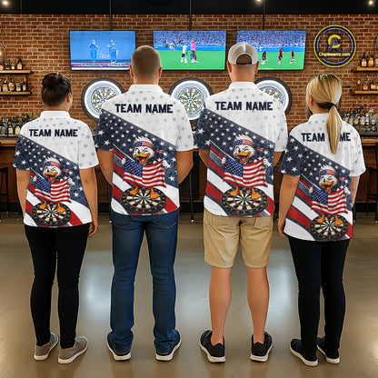 Funny Duck Patriotic Dart Shirt For Women Custom American Flag Darts Team Outfits, Darts Gifts NYN4074