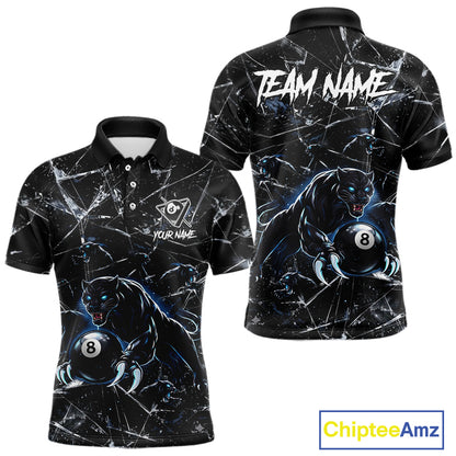 Multi-Panther Funny Glass Crack 8 Ball Pool Polo & 1/4-Zip Team Shirt For Men Custom Billiards Ball Apparel NYN2464