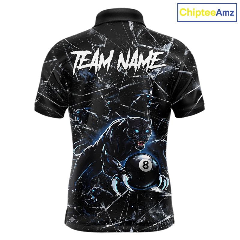 Multi-Panther Funny Glass Crack 8 Ball Pool Polo & 1/4-Zip Team Shirt For Men Custom Billiards Ball Apparel NYN2464