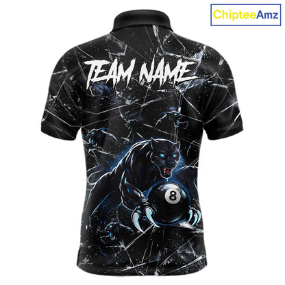 Multi-Panther Funny Glass Crack 8 Ball Pool Polo & 1/4-Zip Team Shirt For Men Custom Billiards Ball Apparel NYN2464