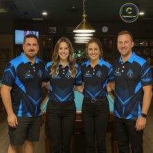 Load image into Gallery viewer, Blue Flaming 8 Ball Pool Polo &amp; 1/4-Zip Team Shirt For Women Custom Billiards Ball Apparel NYN2465