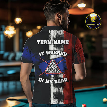 Skull Hoding 9 Ball & 8 Ball Pool Men Billiard Team Shirt Custom Blue & Red Billiards Ball Apparel NYN2468