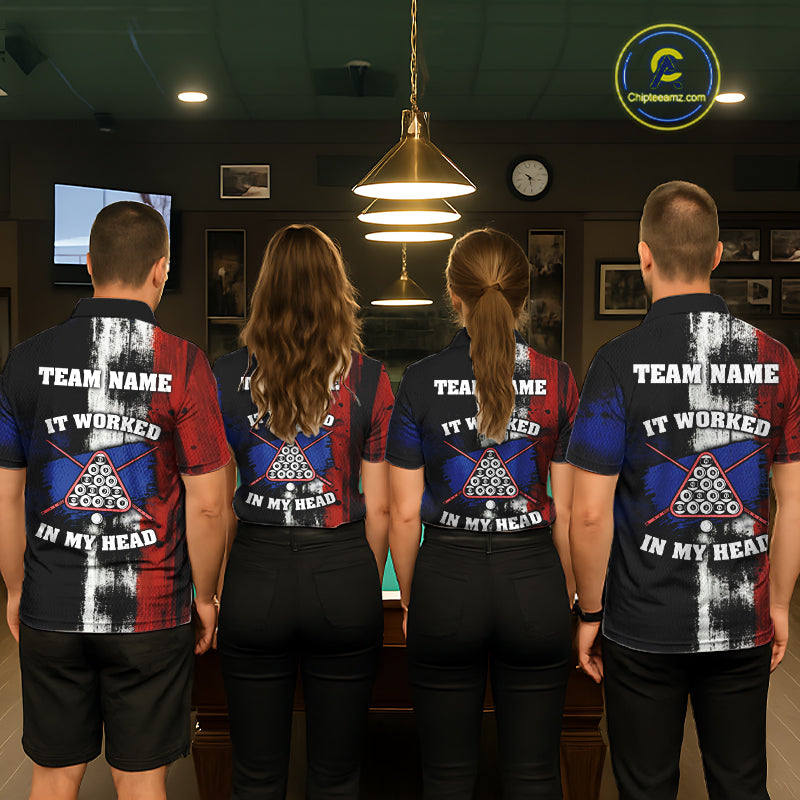 Skull Hoding 9 Ball & 8 Ball Pool Men Billiard Team Shirt Custom Blue & Red Billiards Ball Apparel NYN2468