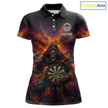 Load image into Gallery viewer, Colorful Smoke Horror Grim Reaper Dartboard Dart Polo Shirts For Women Custom Dart Team Shirts NYN2677