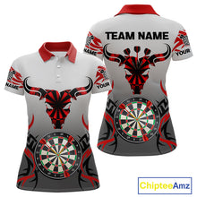 Load image into Gallery viewer, Red Dark Bull Colorful Dartboard Women's Darts Shirt - Custom Name For Darts Jersey NYN0516
