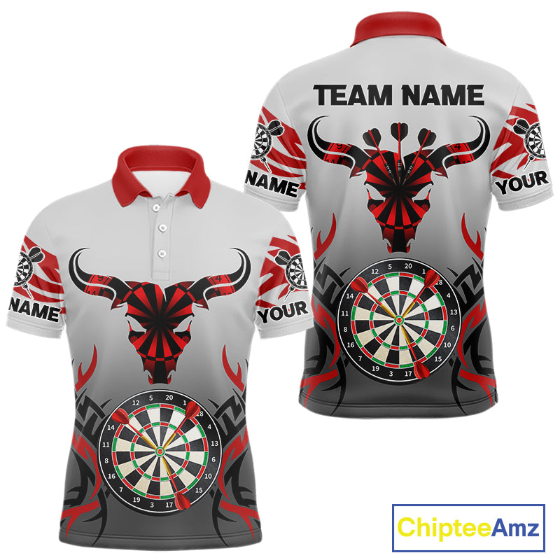 Red Dark Bull Colorful Dartboard Men's Darts Shirt - Custom Name For Darts Jersey NYN0516