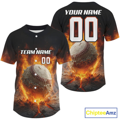 Custom Flaming Baseball Ball Jersey For Men Youth Baseball Team Shirts Personalized NYN1056