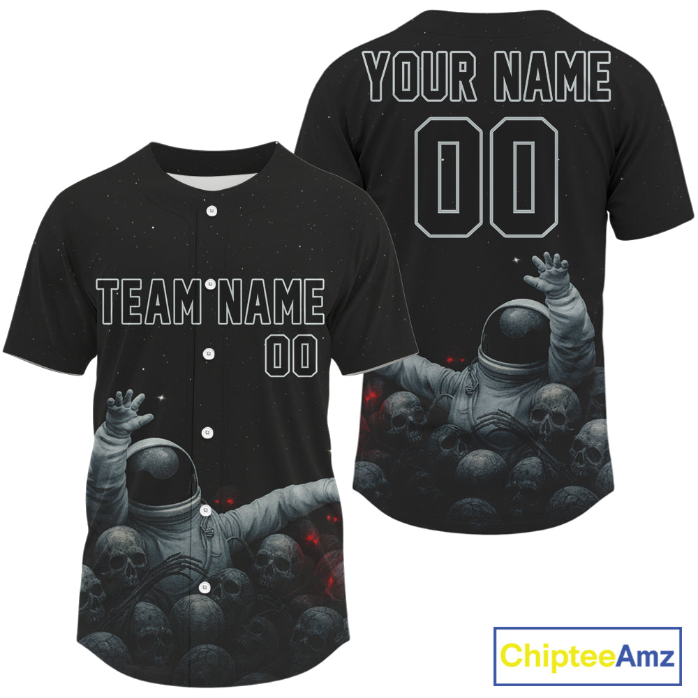 Custom Grey Skull Astronaut Baseball Shirt For Men Youth Authentic Baseball Jersey NYN1389