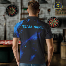 Load image into Gallery viewer, Personalized Black And Blue Flames Dragon Dart Polo Shirts For Men Dart Team Jerseys NYN2188
