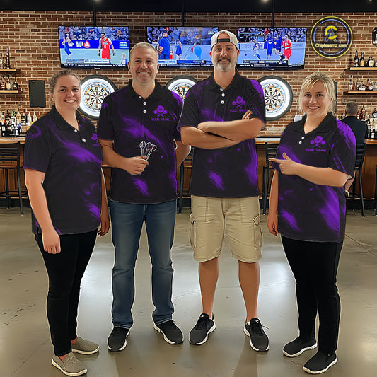 Personalized Black And Purple Flames Dragon Dart Quarter-Zip Shirts For Women Dart Team Jerseys NYN2190