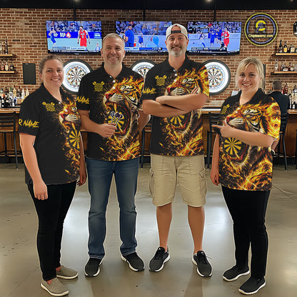 Yellow Horror Tiger Fire Flame Dartboard Custom Men Darts Polo League Shirts Dart Jerseys NYN2838