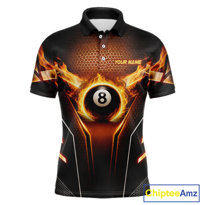 Fire Flame 8 Ball Billiard Pool Shirt For Men Personalized Red Hexagon Billiard Clothing Jersey NYN3067