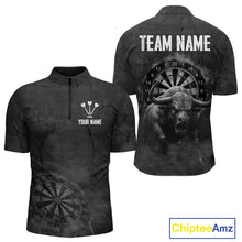Load image into Gallery viewer, Custom Men's Darts Shirt With Shadow Bison &amp; Cracked Stone Texture, Darts Jersey NYN0284