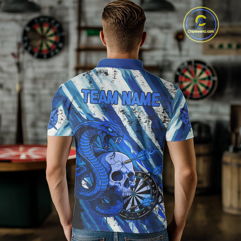 White And Blue Cobra Skull Dartboard Custom Men Darts Polo Shirt Grunge Dart Jerseys NYN1929