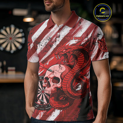 White And Red Cobra Skull Dartboard Custom Men Darts Polo Shirt Grunge Dart Jerseys NYN1930