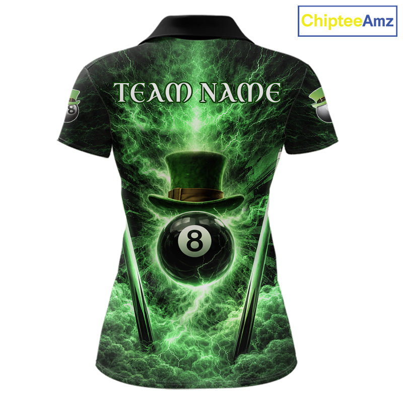 St Patrick's Day Green Smokes Ball 8 Billiards Pool Sticks Shirt For Women Custom Billiard Balls Attire NYN2692