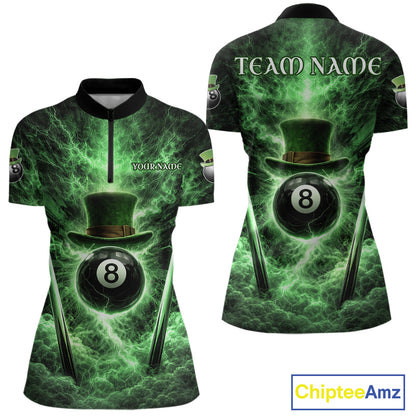 St Patrick's Day Green Smokes Ball 8 Billiards Pool Sticks Shirt For Women Custom Billiard Balls Attire NYN2692