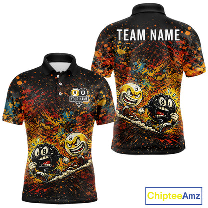 Colorful Splatter Funny Billiard Ball 9 & 8 Ball Pool Shirt For Men Personalized Billiard Team Names NYN2693