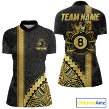 Load image into Gallery viewer, Polynesian Tribal Gold Crown 8 Ball Billiard Pool Shirt For Women Custom Outfits Billiard Team Attire NYN3218