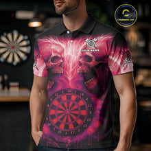 Load image into Gallery viewer, Electric Red Skulls &amp; Dartboard Darts Shirt For Men - Custom Dart Player Jersey NYN0540