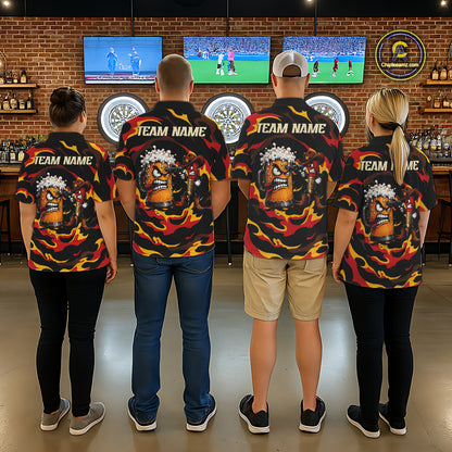 Men Women dart team wearing Angry Beer Cowboy custom dart jerseys during league play