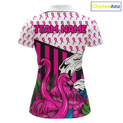 Custom Breast Cancer Awareness Pool Ball Women's Billiard Shirt Funny Flamingo Billiard Attire NYN2504