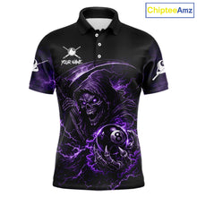Load image into Gallery viewer, Thunder Purple Smokes Grim Reaper Ball 8 Billiards Pool Shirt For Men Personalized Billiard Team Names NYN2695