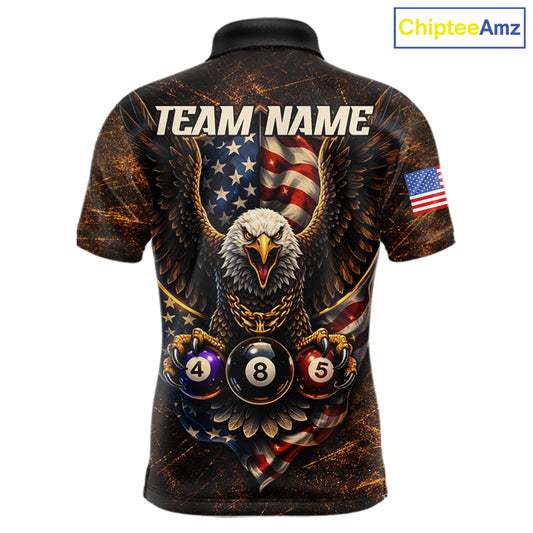 Eagle Retro Grunge American Flag Ball 8 Billiards Pool Shirt For Men Personalized Billiard Team Names NYN2696