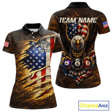 Load image into Gallery viewer, Eagle Retro Grunge American Flag Ball 8 Billiards Pool Shirt For Women Personalized Billiard Team Names NYN2696