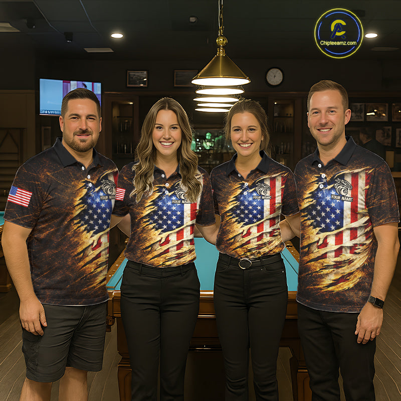 Eagle Retro Grunge American Flag Ball 8 Billiards Pool Shirt For Women Personalized Billiard Team Names NYN2696