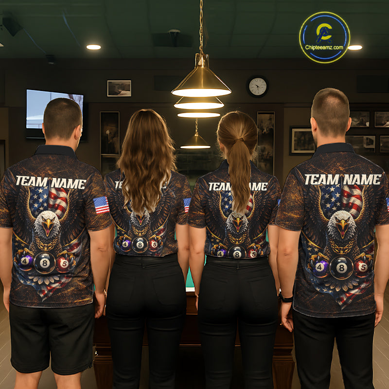 Eagle Retro Grunge American Flag Ball 8 Billiards Pool Shirt For Women Personalized Billiard Team Names NYN2696
