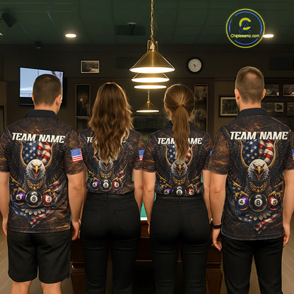 Eagle Retro Grunge American Flag Ball 8 Billiards Pool Shirt For Women Personalized Billiard Team Names NYN2696