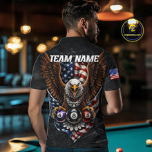 Load image into Gallery viewer, Eagle Grey Grunge American Flag Ball 8 Billiards Pool Shirt For Men Personalized Billiard Team Names NYN2697