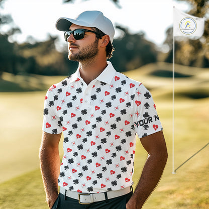 Custom Poker Golf Polo Shirt For Men Personalized Name Funny Golf Team Attire Golfer Gift NYN2851