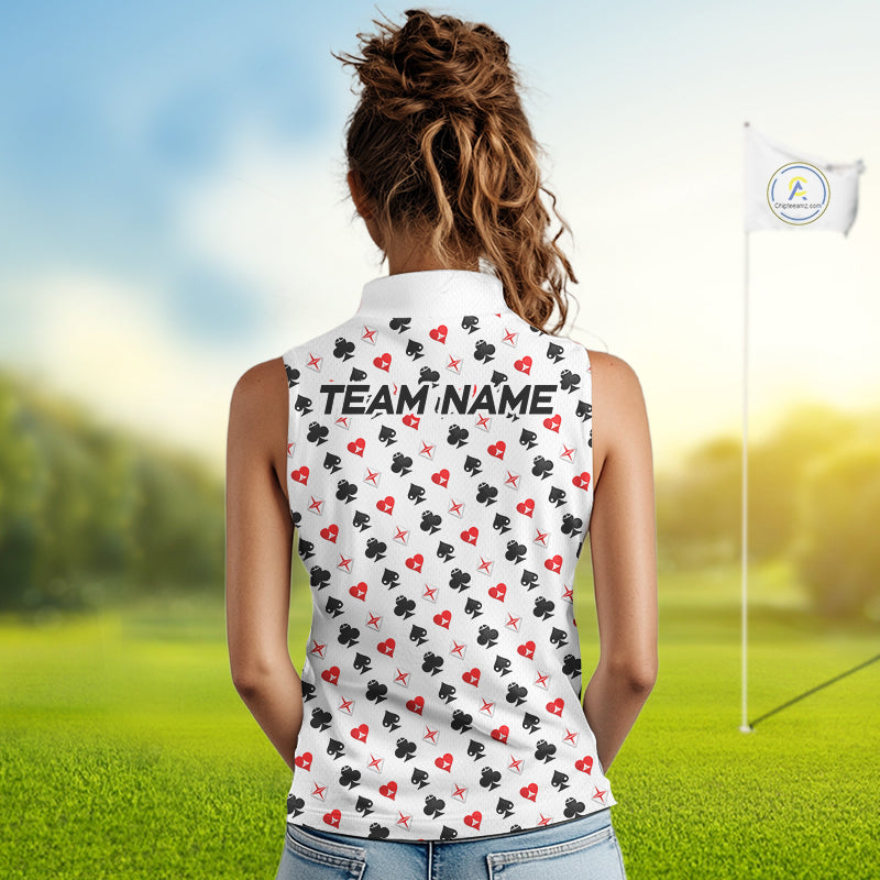 Custom Poker Golf Sleeveless Polo Shirt For Womens Personalized Name Funny Golf Team Attire Golfer Gift NYN2851